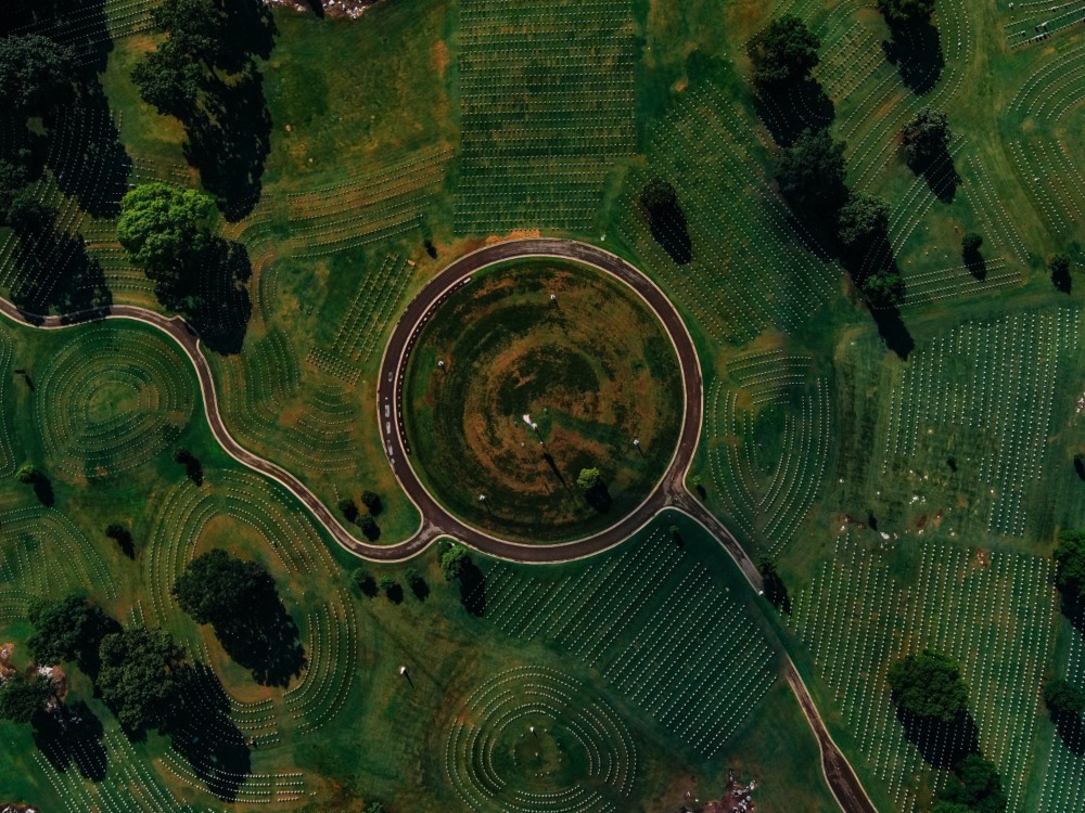 Vista aérea de um campo verde